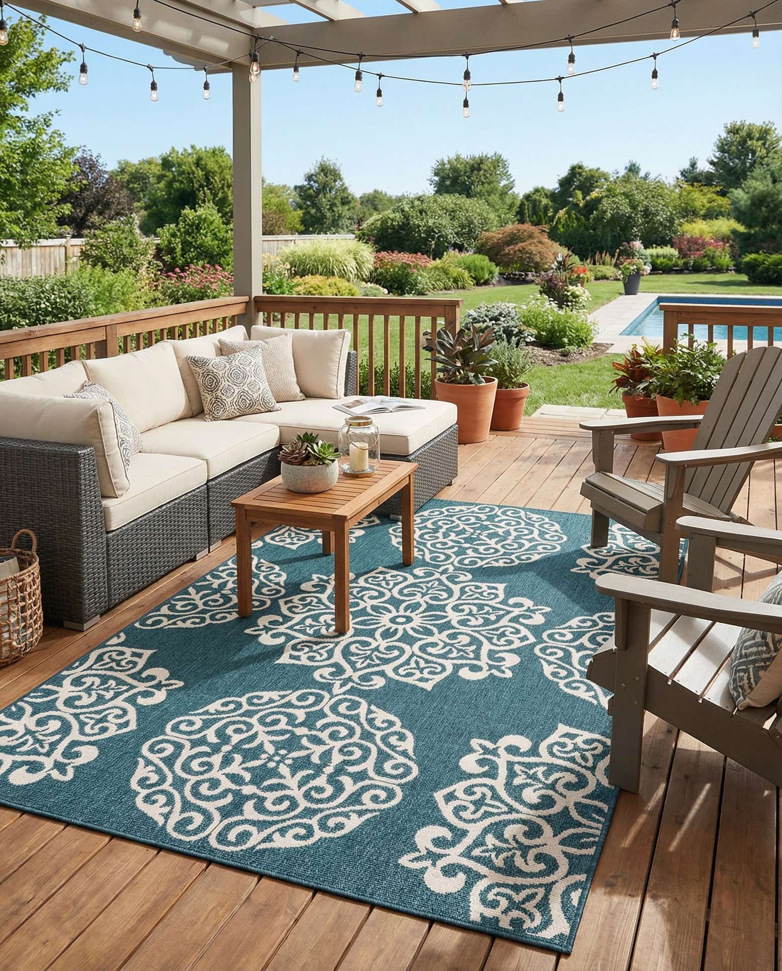 5' 3 x 7' 7 Easy-Clean Modern Indoor / Outdoor Rug