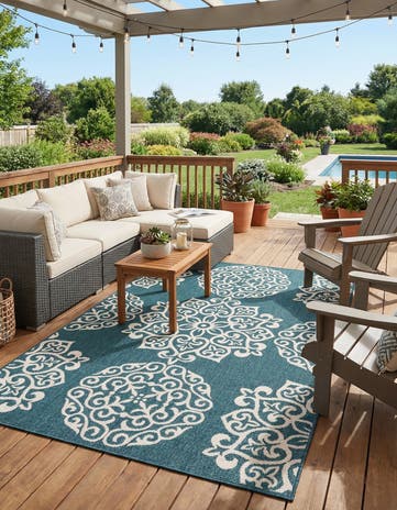 5' 3 x 7' 7 Easy-Clean Modern Indoor / Outdoor Rug