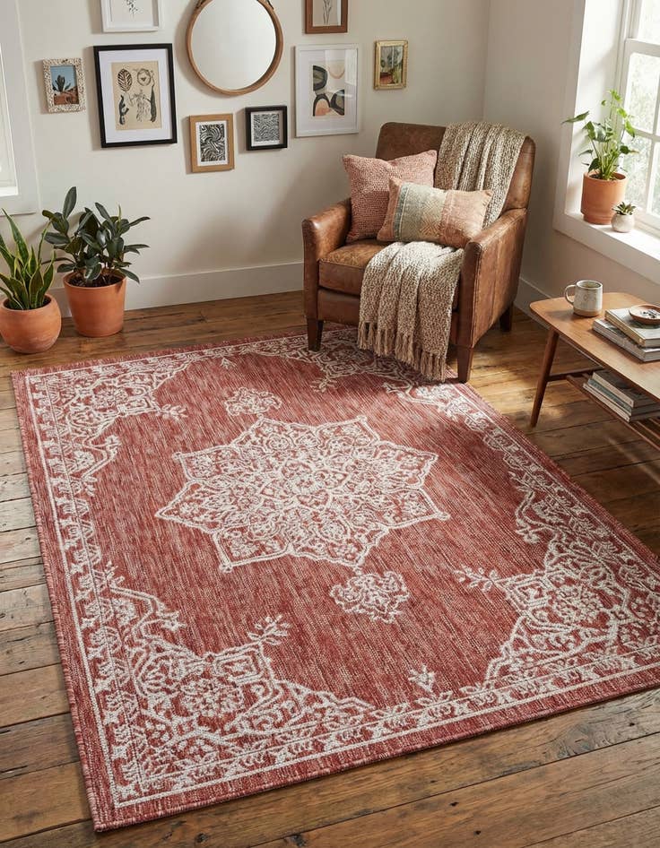 Detail image of 4' x 6' Easy-Clean Traditional Indoor / Outdoor Rug