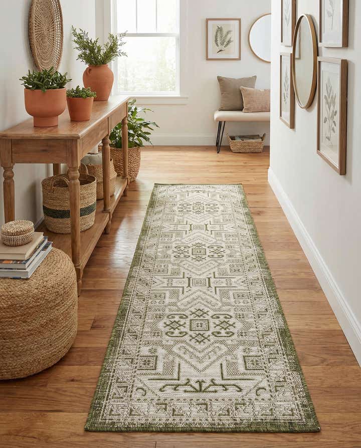 2' x 8' Easy-Clean Aztec Indoor / Outdoor Runner Rug