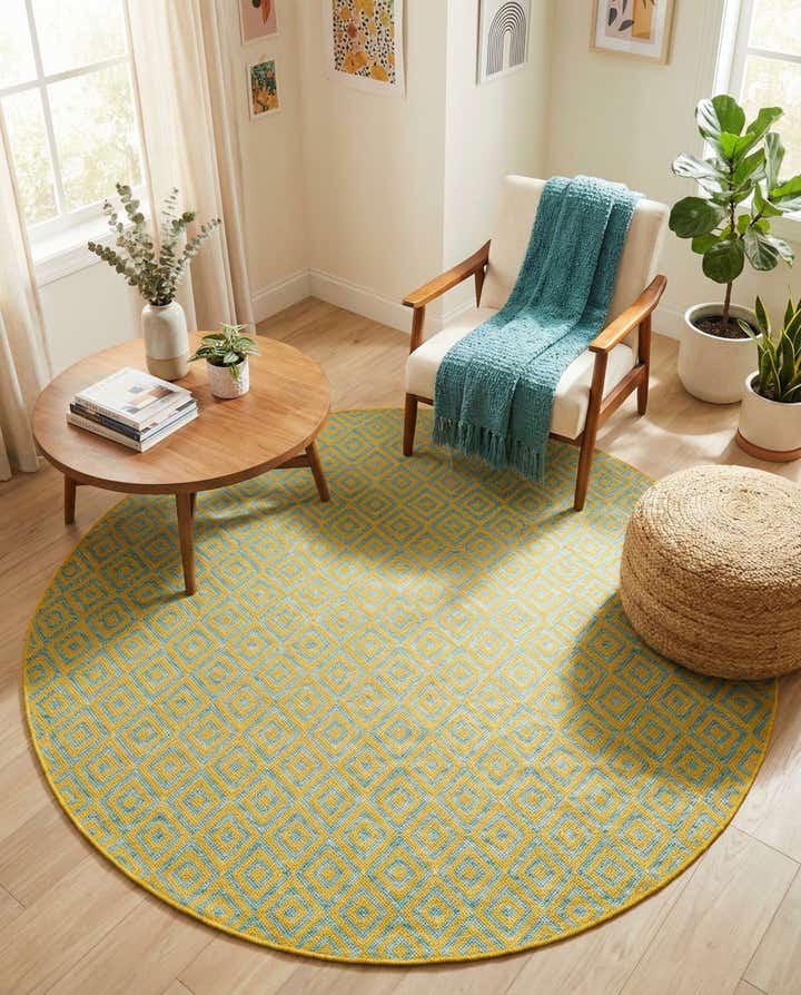 6' 7 x 6' 7 Easy-Clean Jill Zarin Costa Rica Indoor / Outdoor Round Rug