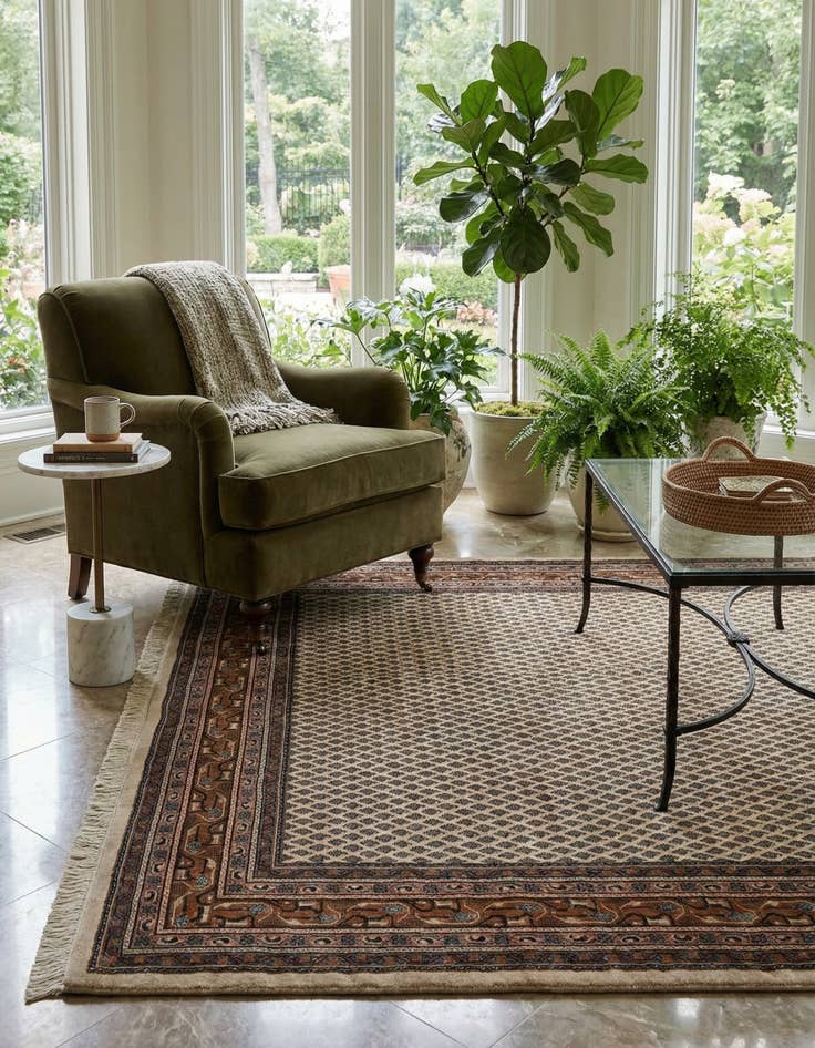 Detail image of  5' 9 x 7' 11  Hand Knotted Mir Wool Rug