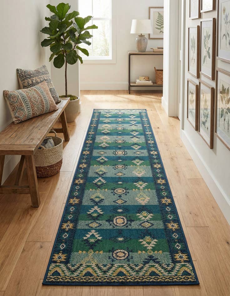 Detail image of  2' 7 x 12'  Washable Baja Indoor / Outdoor Runner Rug