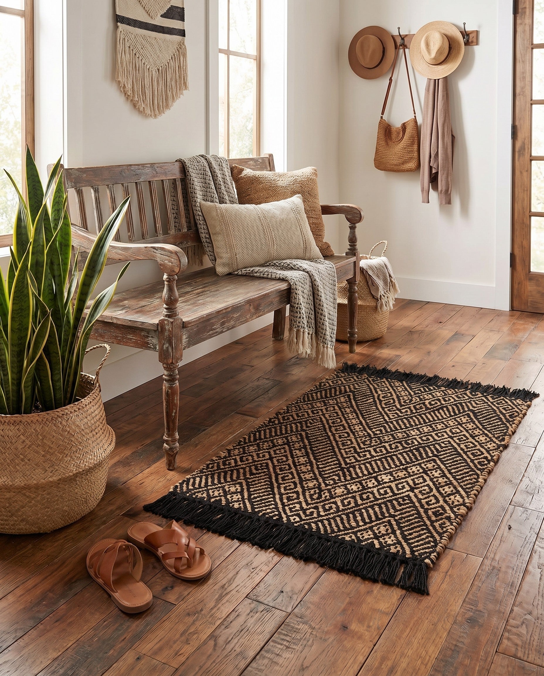 2' x 3' 1 Handmade Braided Jute Rug