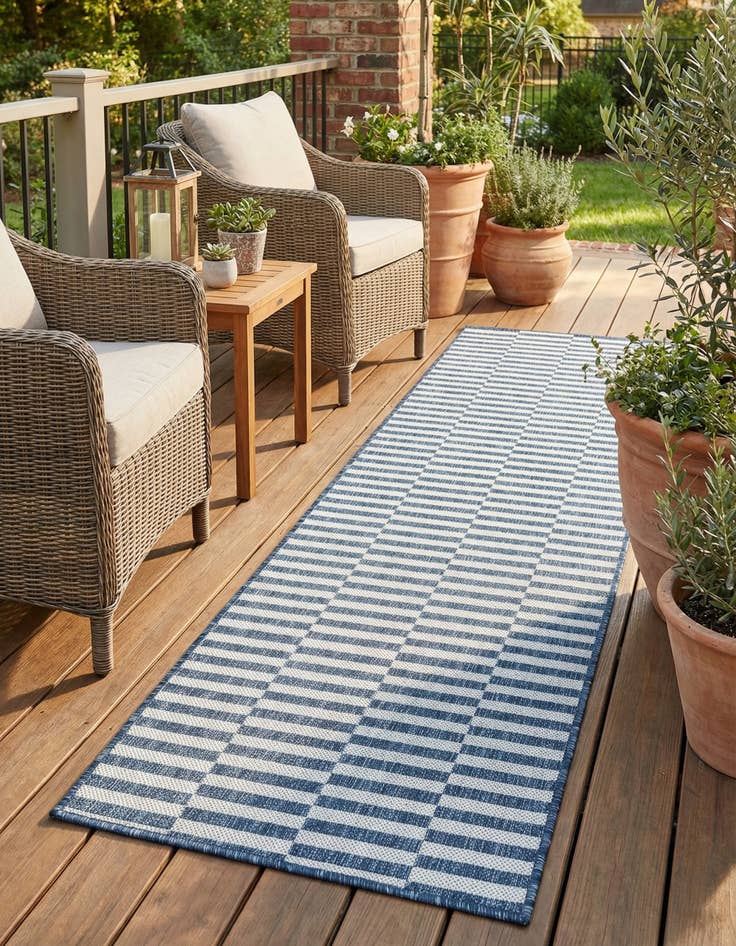 Detail image of 2' x 8' Easy-Clean Ribbon Indoor / Outdoor Runner Rug