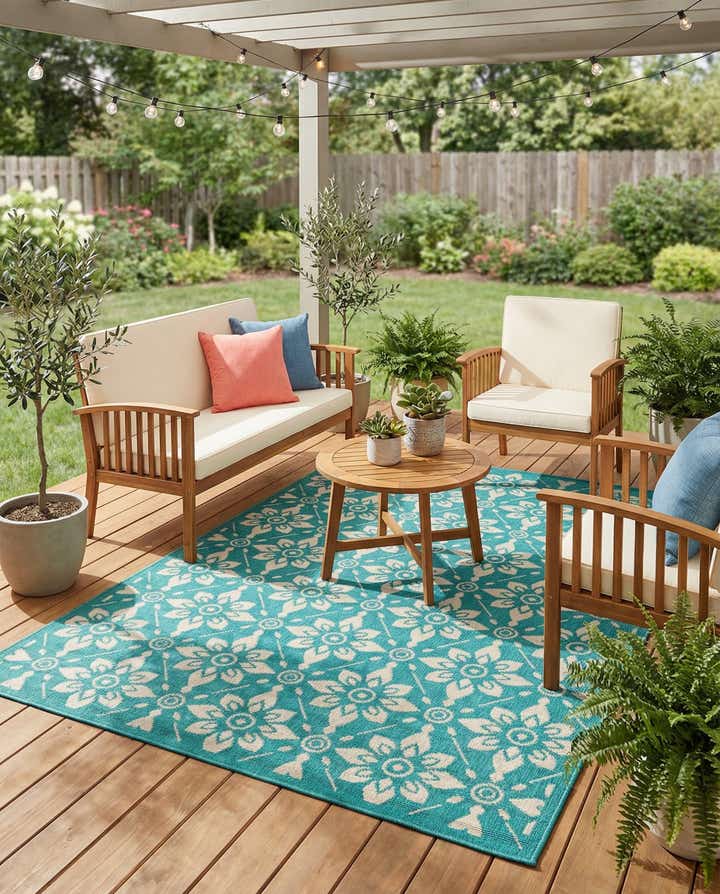 4' x 6' Easy-Clean Trellis Indoor / Outdoor Rug