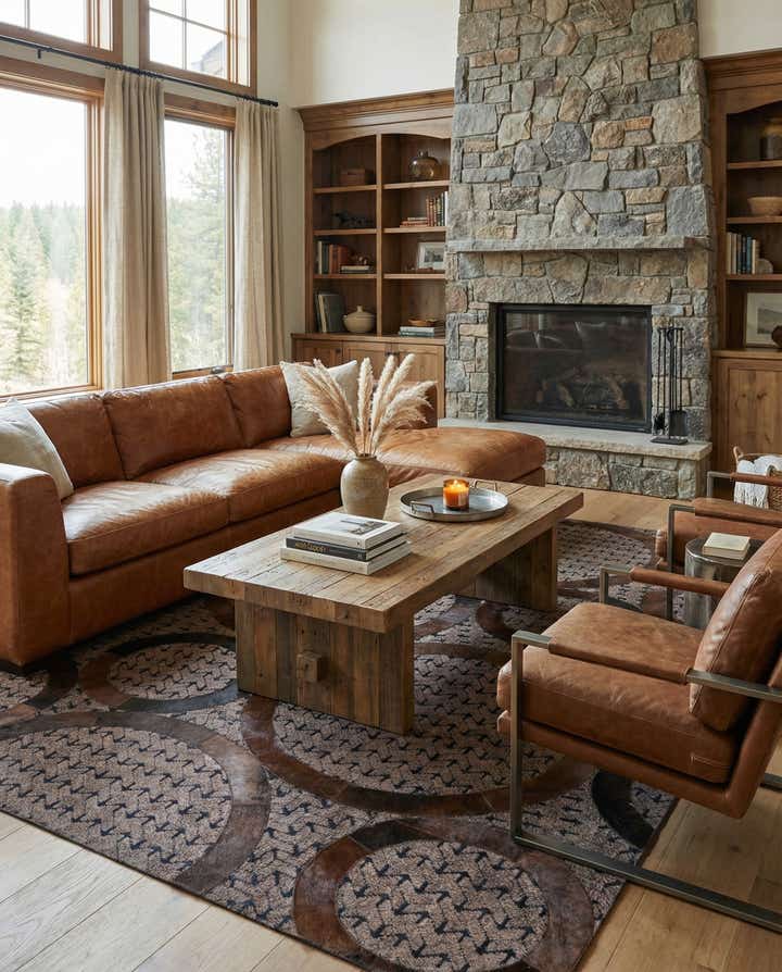 5' x 8' Cowhide Leather Rug