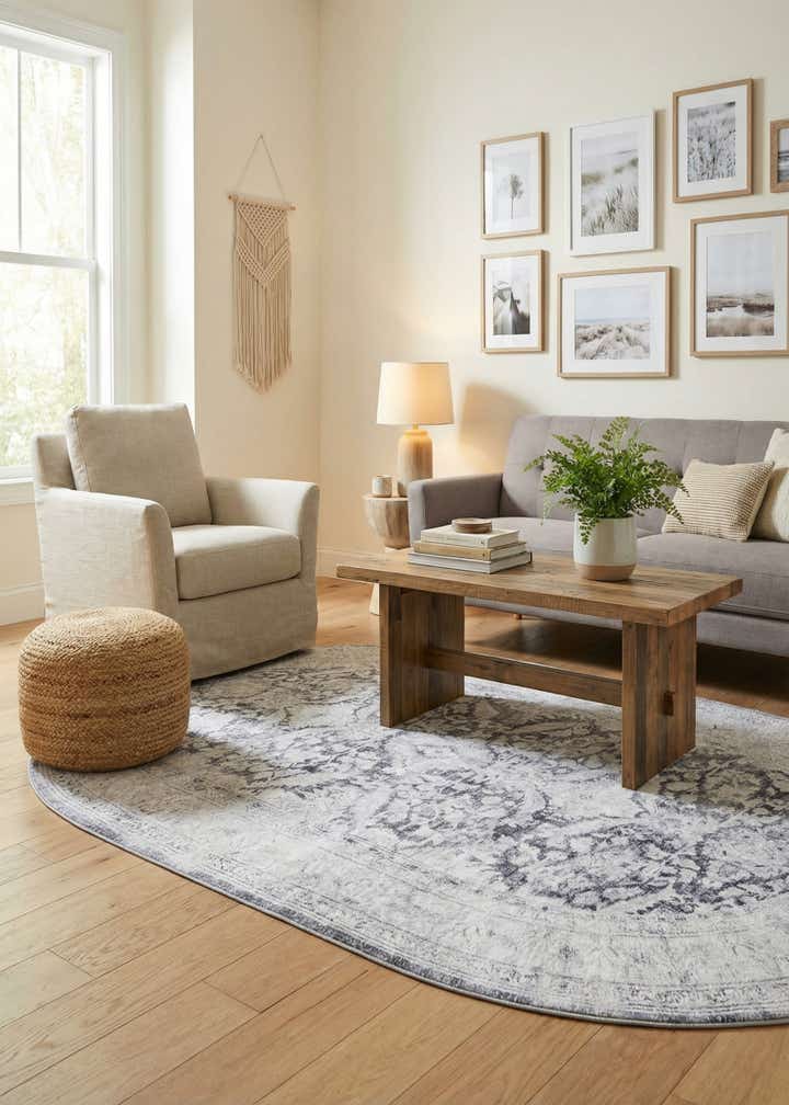 5' x 8' Washable Timeless Oval Rug