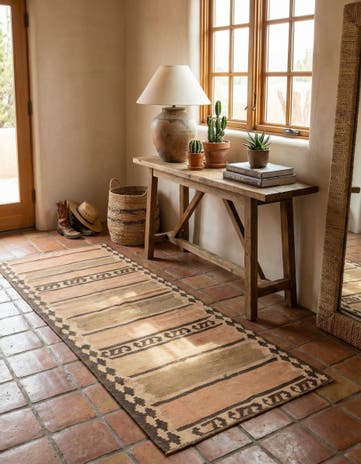 2' 4 x 4' 10 Hand Woven Kilim Fars Wool Runner Rug