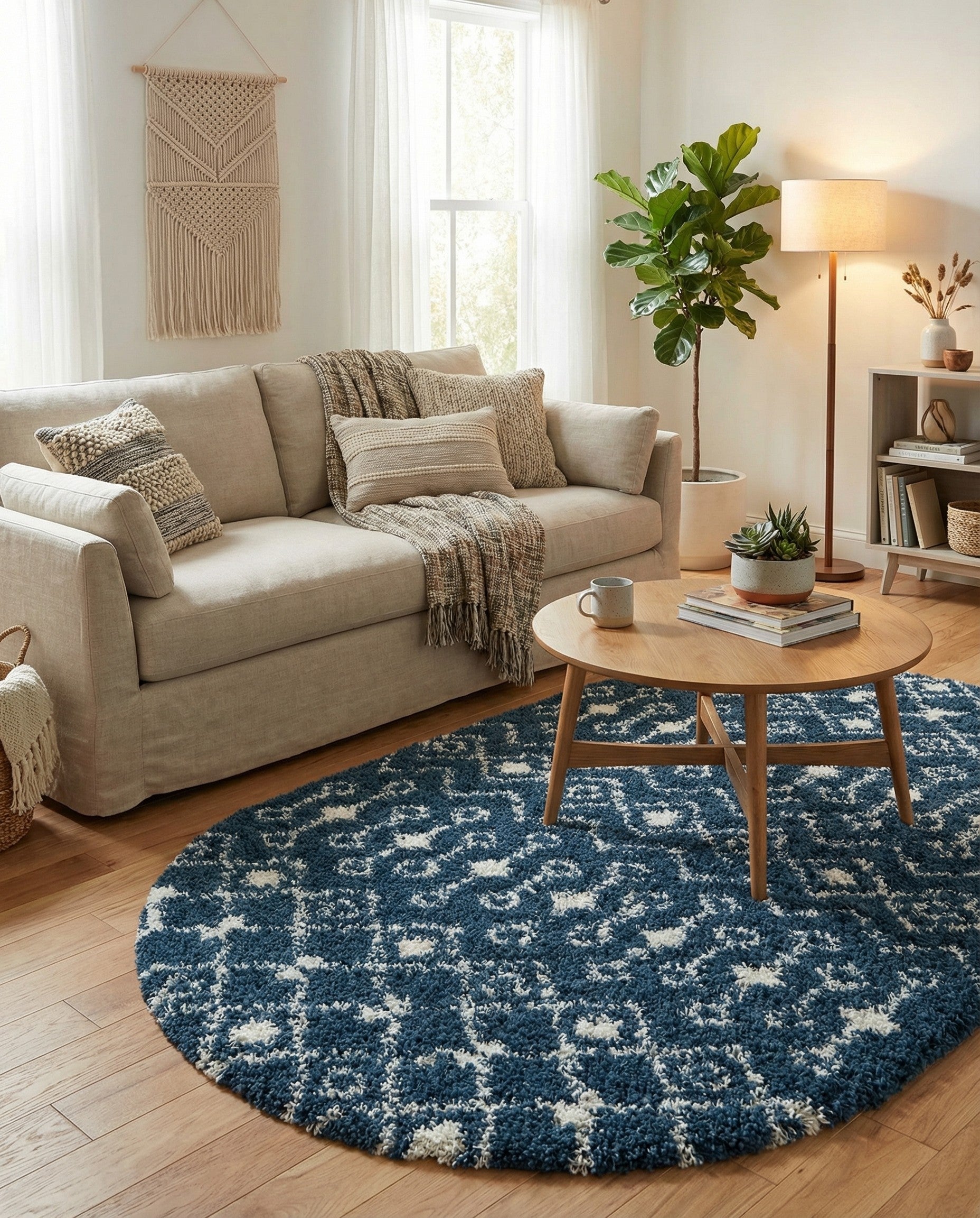  5' 3 x 8' Moroccan Trellis Shag Oval Rug