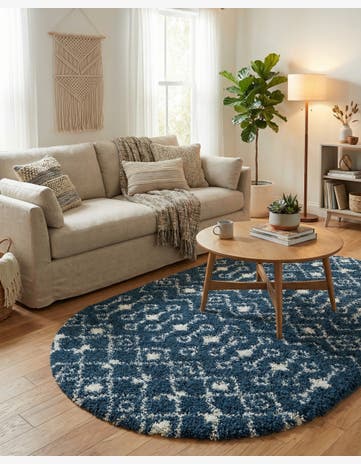 5' 3 x 8' Moroccan Trellis Shag Oval Rug