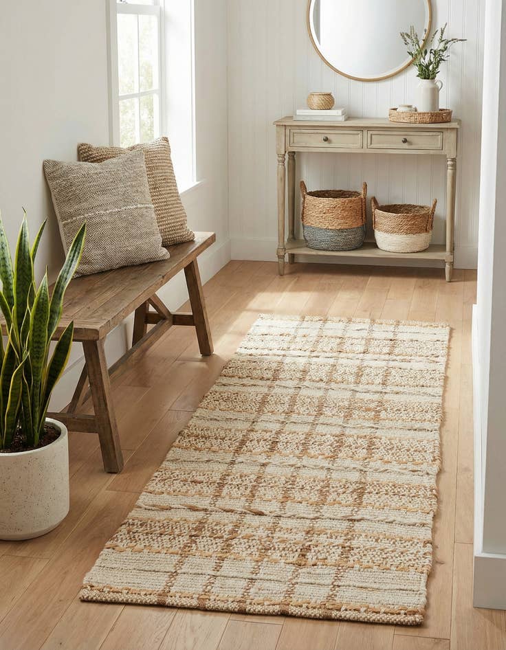 Detail image of 2' x 4' 1  Hand Braided Laurel Handwoven Jute Runner Rug