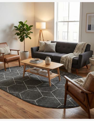 5' 3 x 8' Trellis Frieze Oval Rug