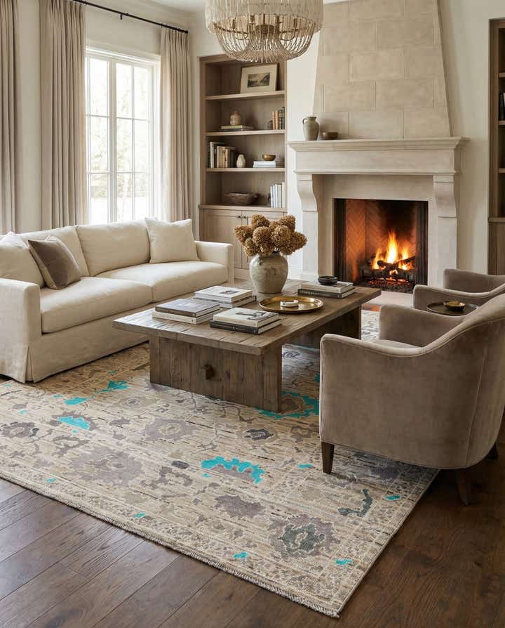 8' 6 x 10' 6 Hand Knotted Oushak Wool Rug