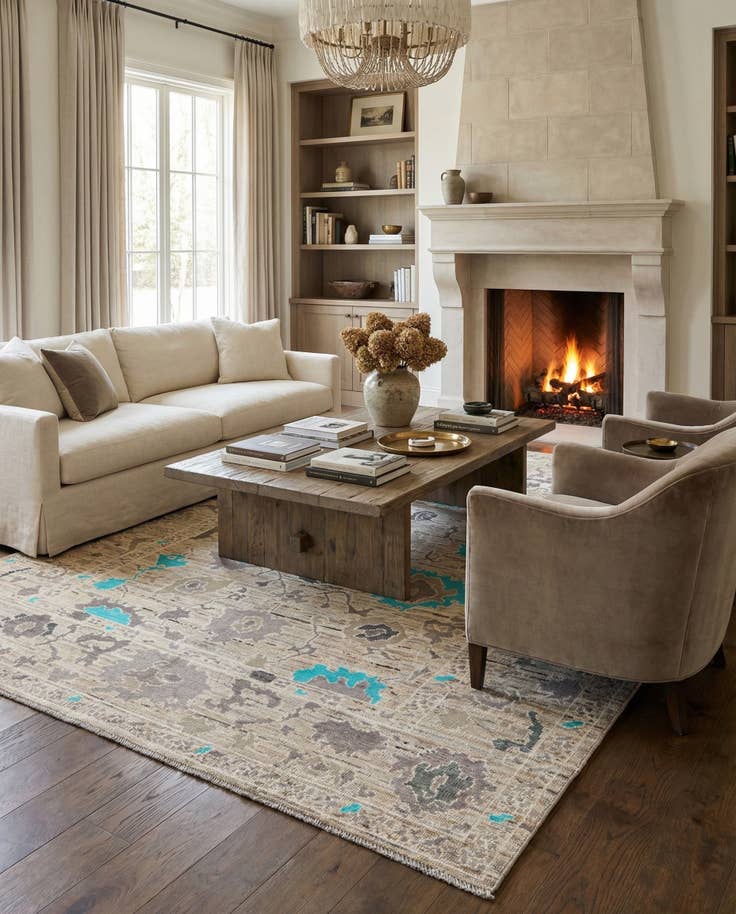 Detail image of 8' 6 x 10' 6 Hand Knotted Oushak Wool Rug