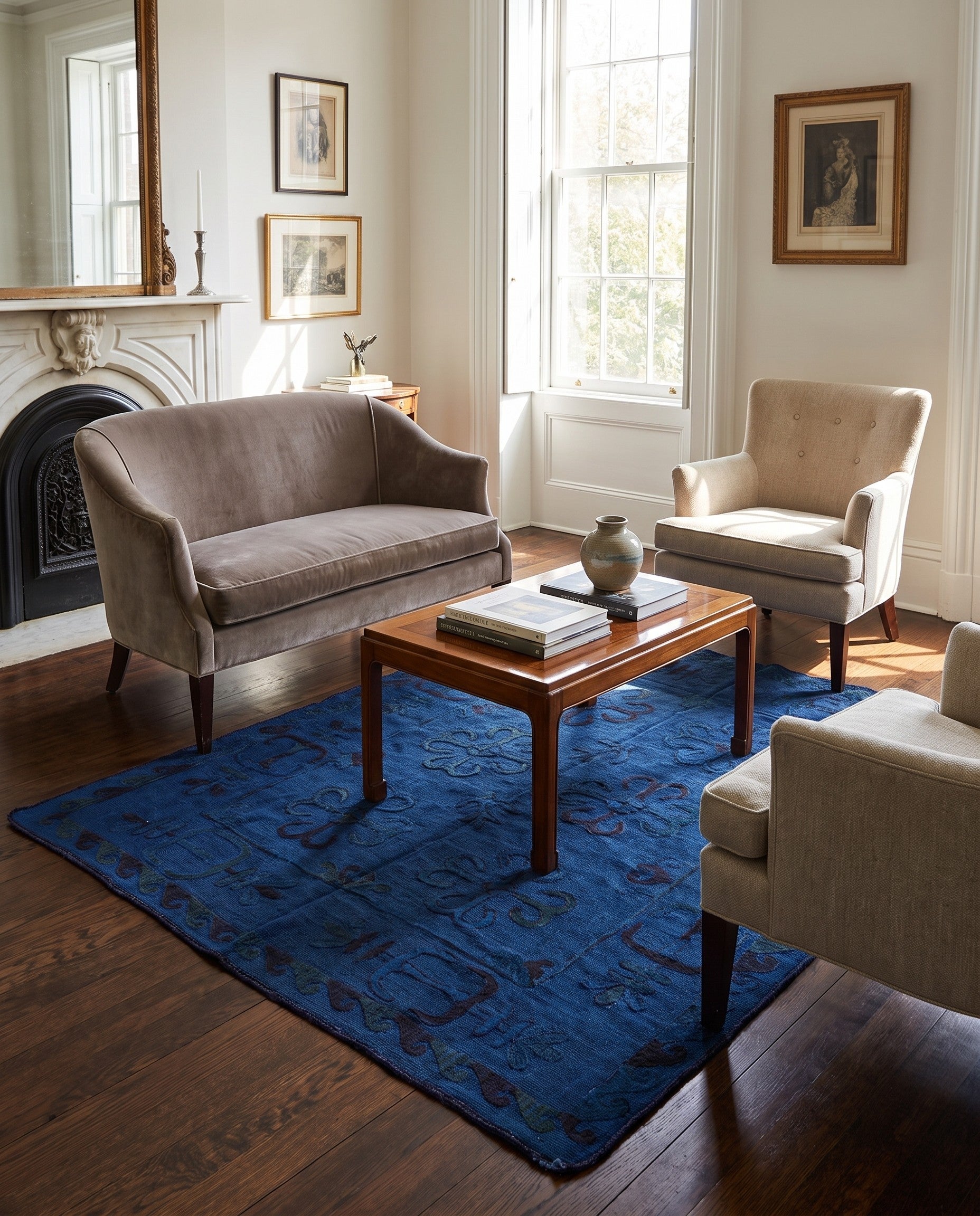 5' 6 x 6' 6 Hand Woven Kilim Suzani Wool Square Rug