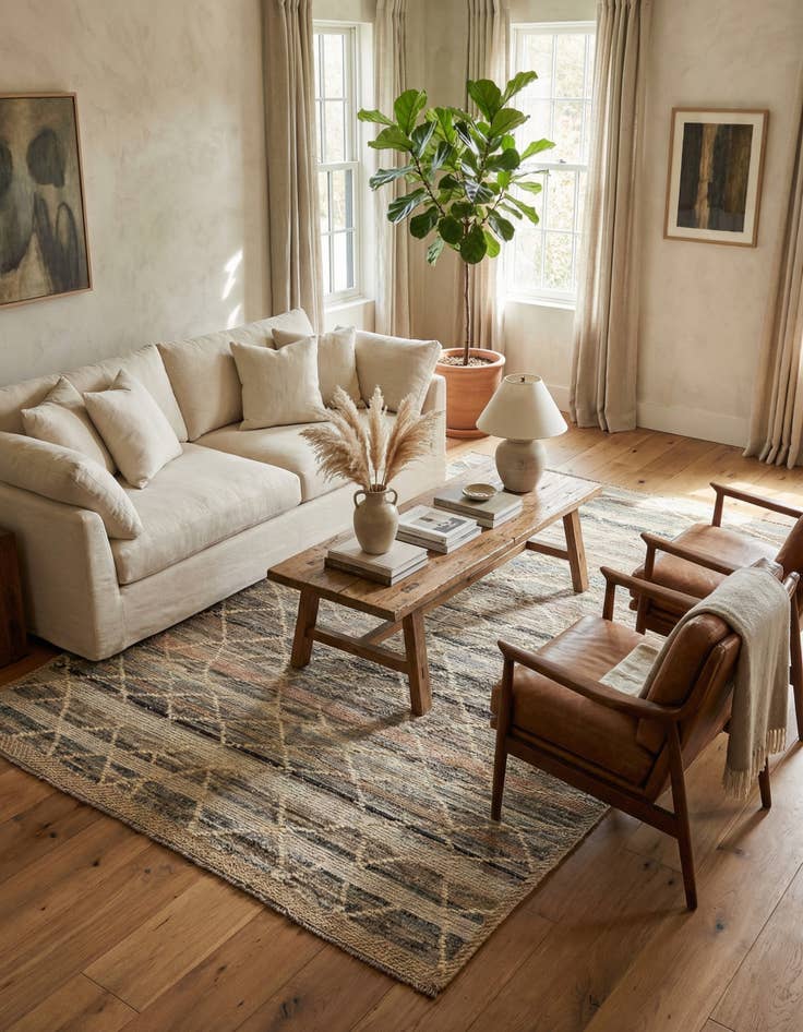 Detail image of  6' x 9' 4  Hand Knotted Moroccan Wool Rug