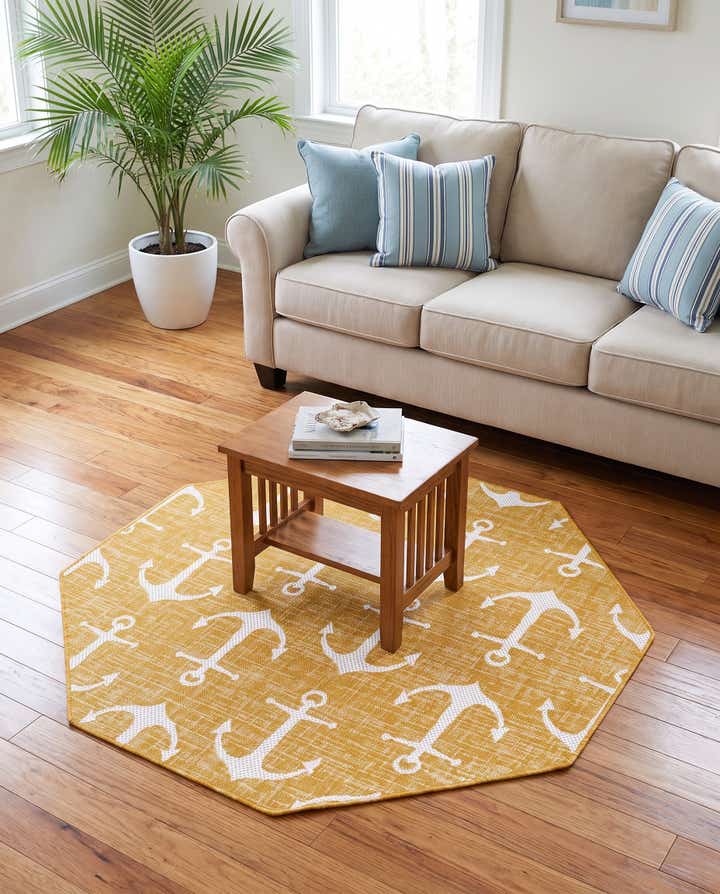 5' 3 x 5' 3 Easy-Clean Coastal Indoor / Outdoor Octagon Rug