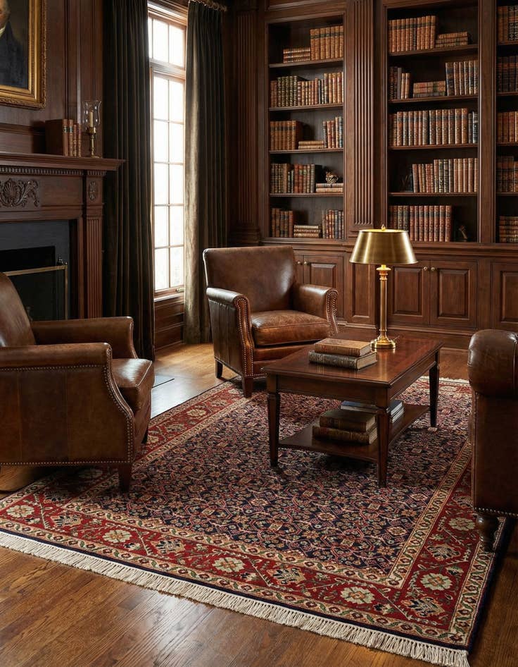 Detail image of  6' 9 x 9' 8  Hand Knotted Farahan Wool Rug