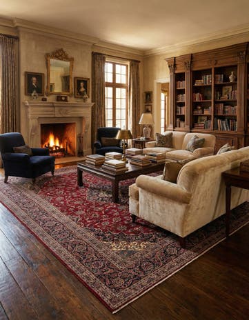 9' 7 x 13' 2 Hand Knotted Kashan Persian Wool Rug