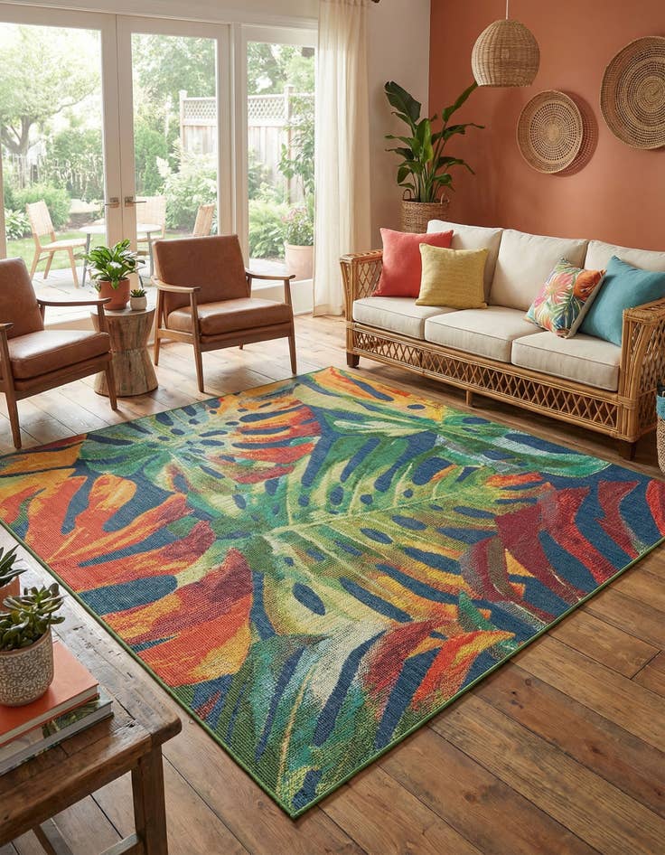 Detail image of 7' 10 x 7' 10  Washable Baja Indoor / Outdoor Square Rug