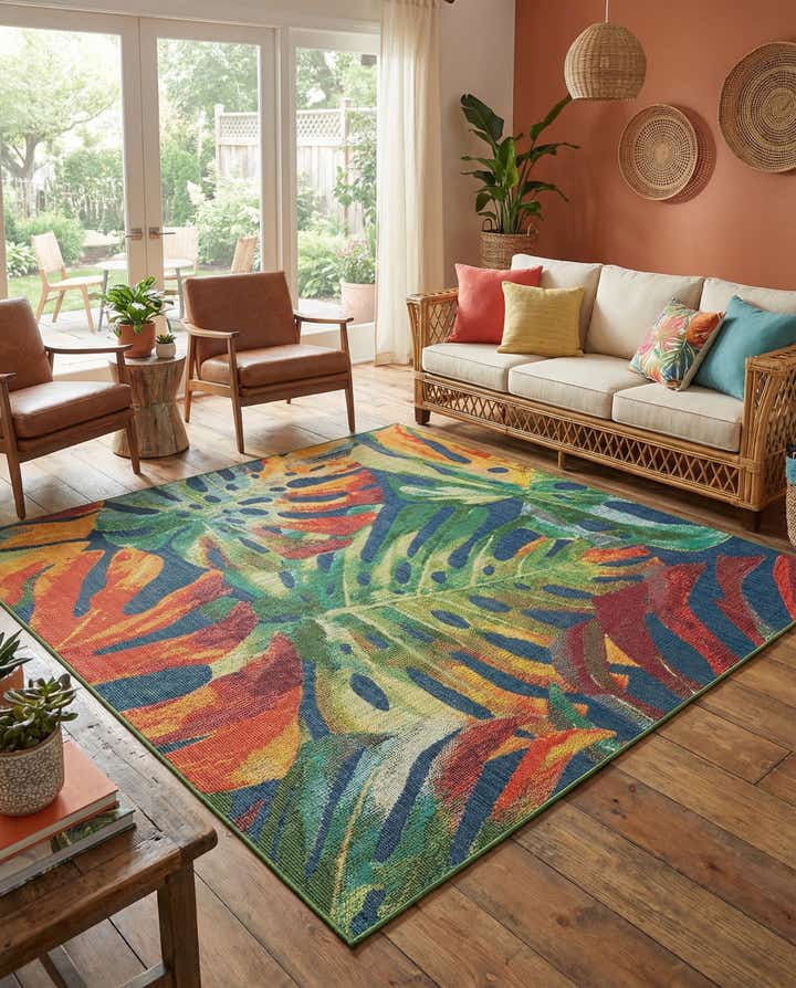 7' 10 x 7' 10 Easy-Clean Baja Indoor / Outdoor Square Rug