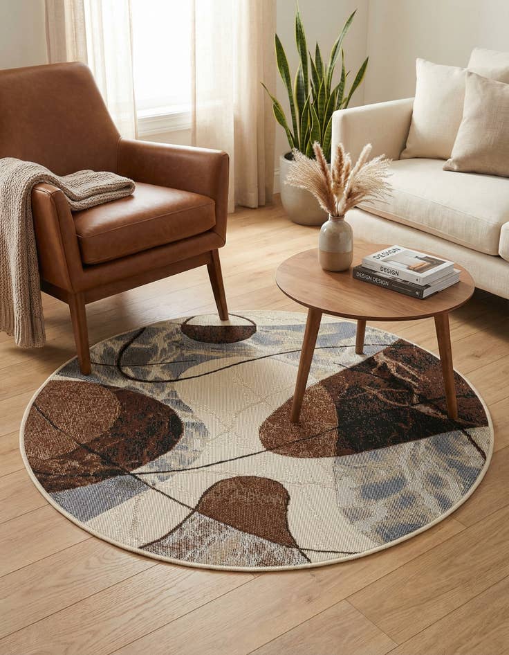 Detail image of 3' x 3'  Washable Modern Indoor / Outdoor Round Rug