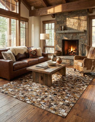 5' 1 x 8' Cowhide Leather Rug