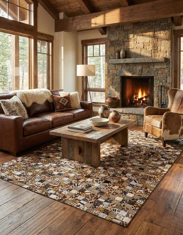 5' 1 x 8' Cowhide Leather Rug