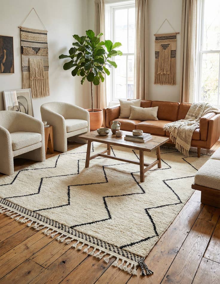 Detail image of 5' 10 x 10' 5  Hand Knotted Moroccan Wool Rug