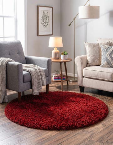 Merlot Infinity Shag Round Rug