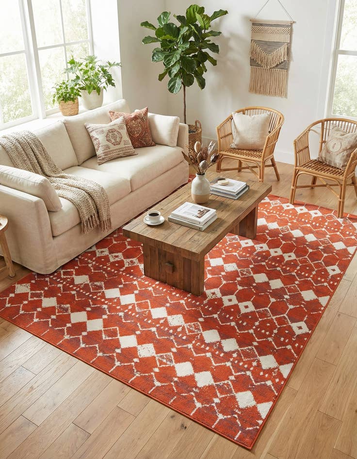 Detail image of 7' 10 x 10'  Washable Trellis Indoor / Outdoor Rug