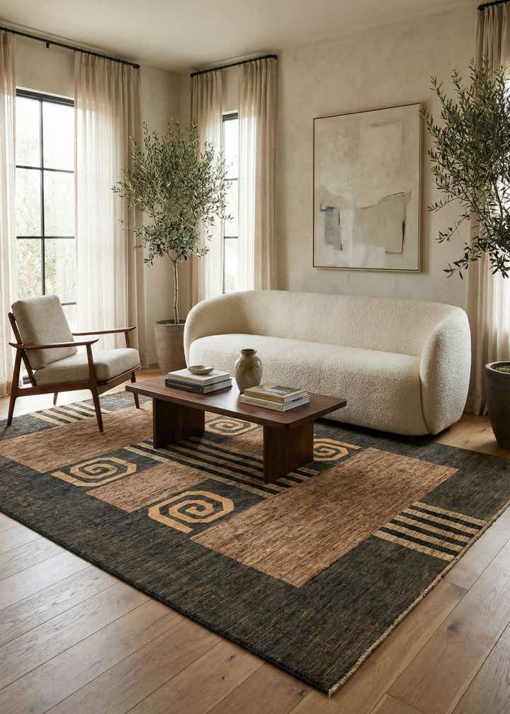 6' 9 x 9' 4 Hand Knotted Modern Ziegler Wool Rug