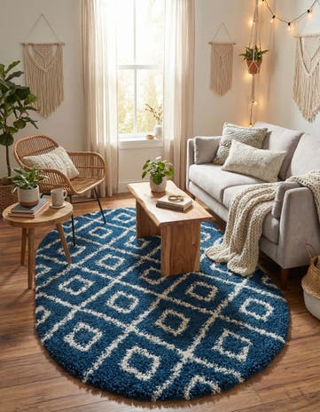 5' 3 x 8' Lattice Shag Oval Rug