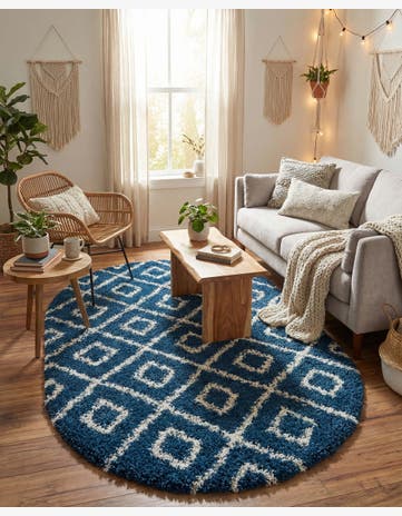 5' 3 x 8' Lattice Shag Oval Rug