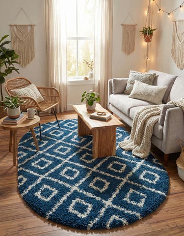 5' 3 x 8' Lattice Shag Oval Rug