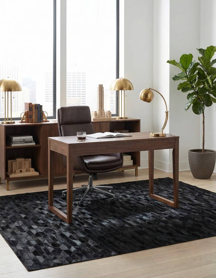 Detail image of 5' x 7' 9 Cowhide Leather Rug