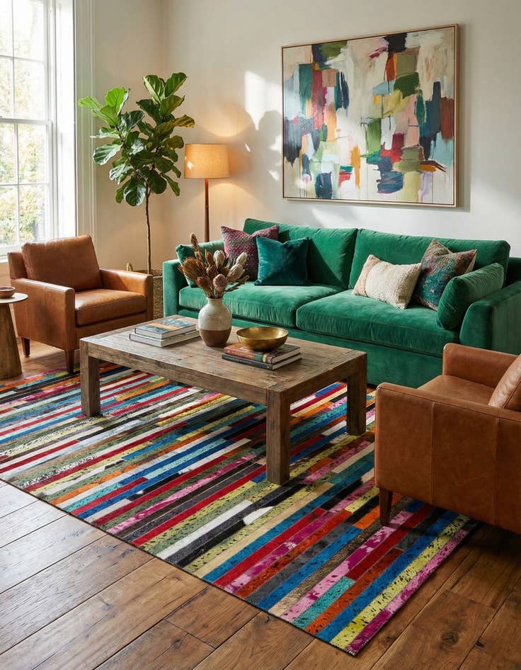 Detail image of 5' 1 x 8' 2 Cowhide - Patchwork Rug