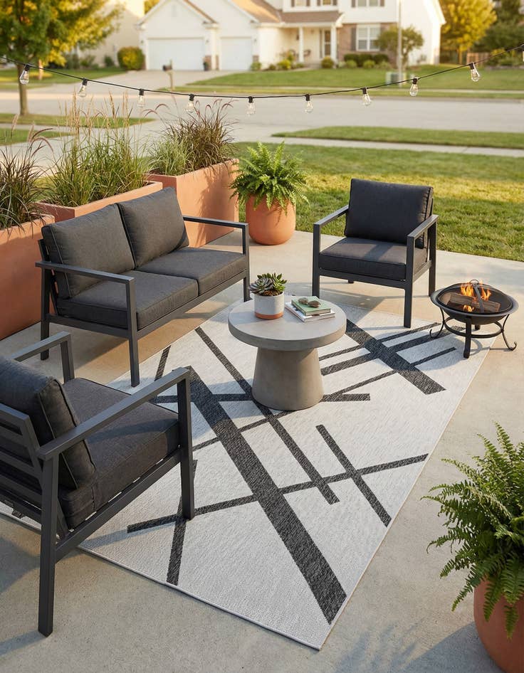 Detail image of 5' 3 x 8'  Washable Modern Indoor / Outdoor Rug