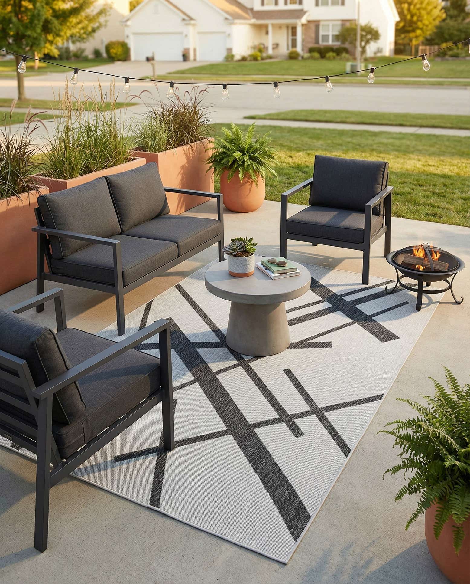 5' 3 x 8' Easy-Clean Modern Indoor / Outdoor Rug