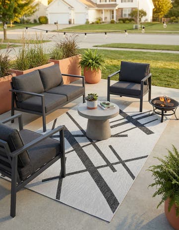 5' 3 x 8' Easy-Clean Modern Indoor / Outdoor Rug