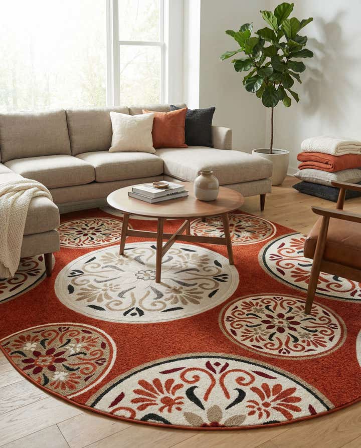 7' 10 x 10' Easy-Clean Modern Indoor / Outdoor Oval Rug