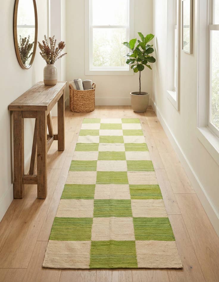 Detail image of 2' 8 x 9' 9 Hand Woven Kilim Modern Wool Runner Rug