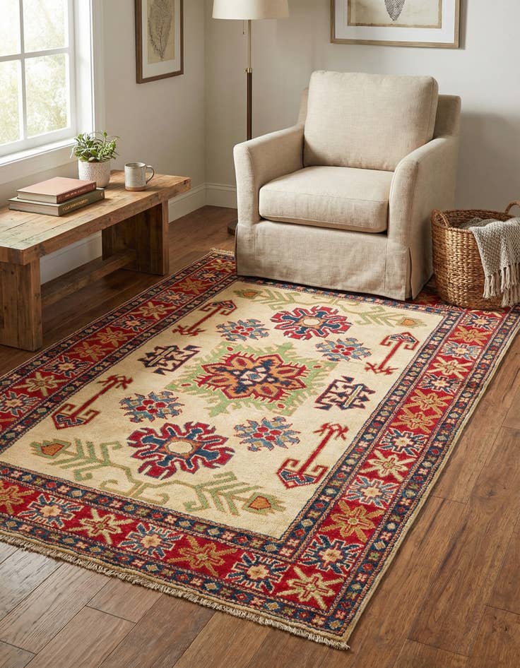 Detail image of 3' 5 x 4' 10  Hand Knotted Kazak Rug