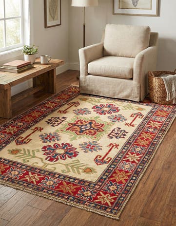 3' 5 x 4' 10 Hand Knotted Kazak Rug