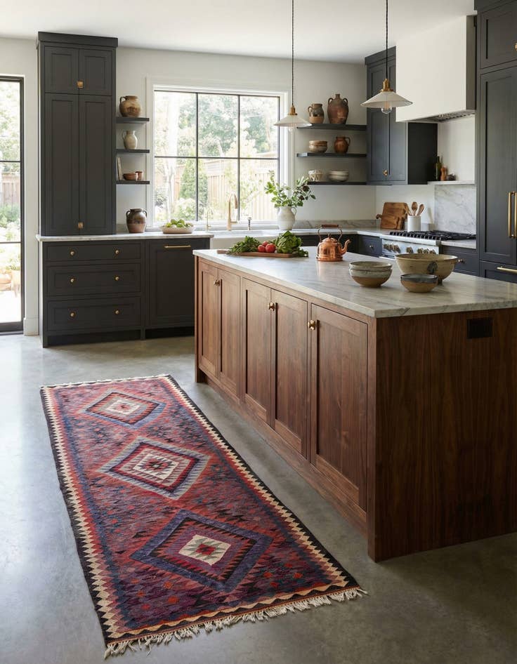 Detail image of 4' 2 x 9' 9  Hand Woven Kilim Fars Wool Runner Rug