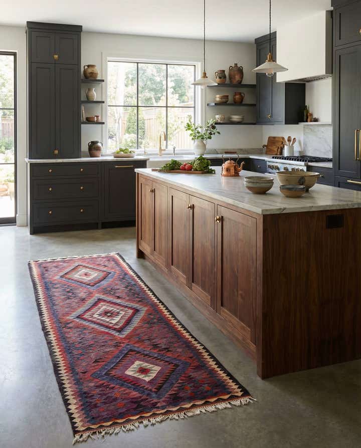 4' 2 x 9' 9 Hand Woven Kilim Fars Wool Runner Rug