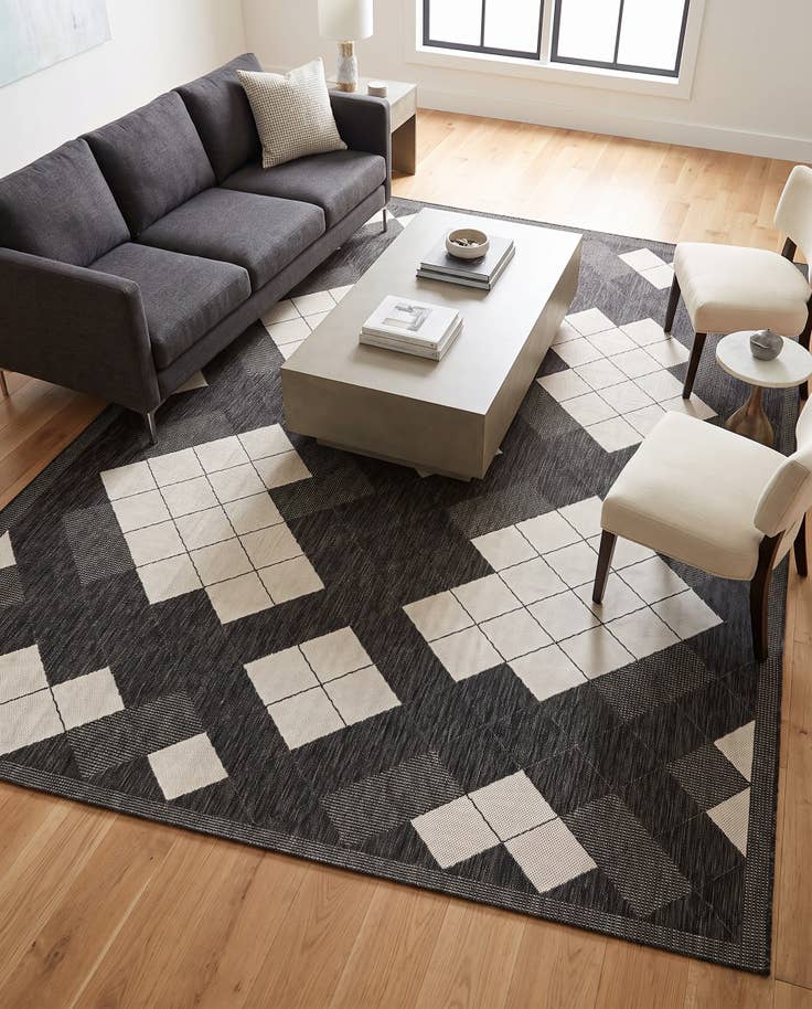 Detail image of 9' x 12' Easy-Clean Modern Indoor / Outdoor Rug