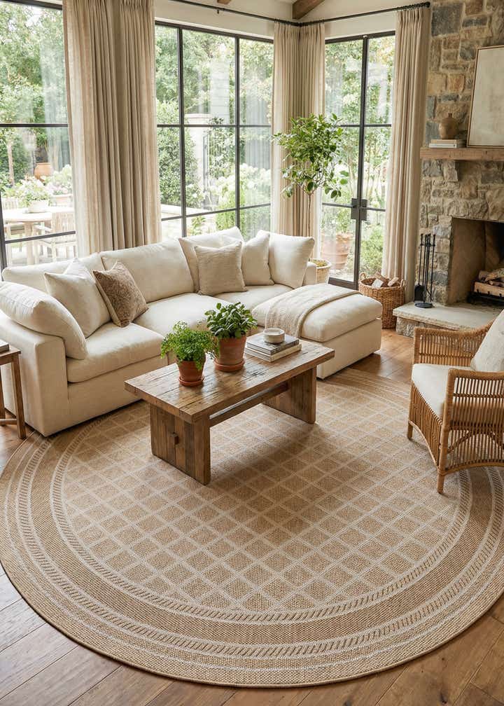 10' x 10' Easy-Clean Trellis Indoor / Outdoor Round Rug