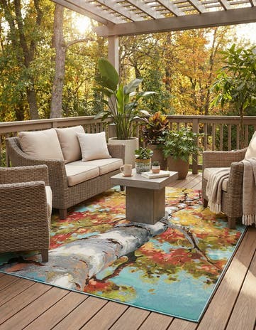 5' 3 x 8' Easy-Clean Botanical Indoor / Outdoor Rug